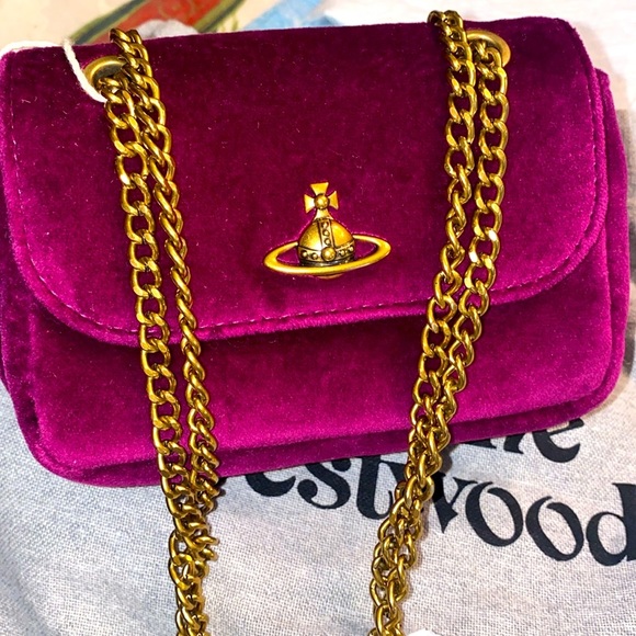 VIVIENNE WESTWOOD NWT 
Mini small Shoulder bag/clutch chain
COLOR: PLUM/purple - Picture 7 of 16